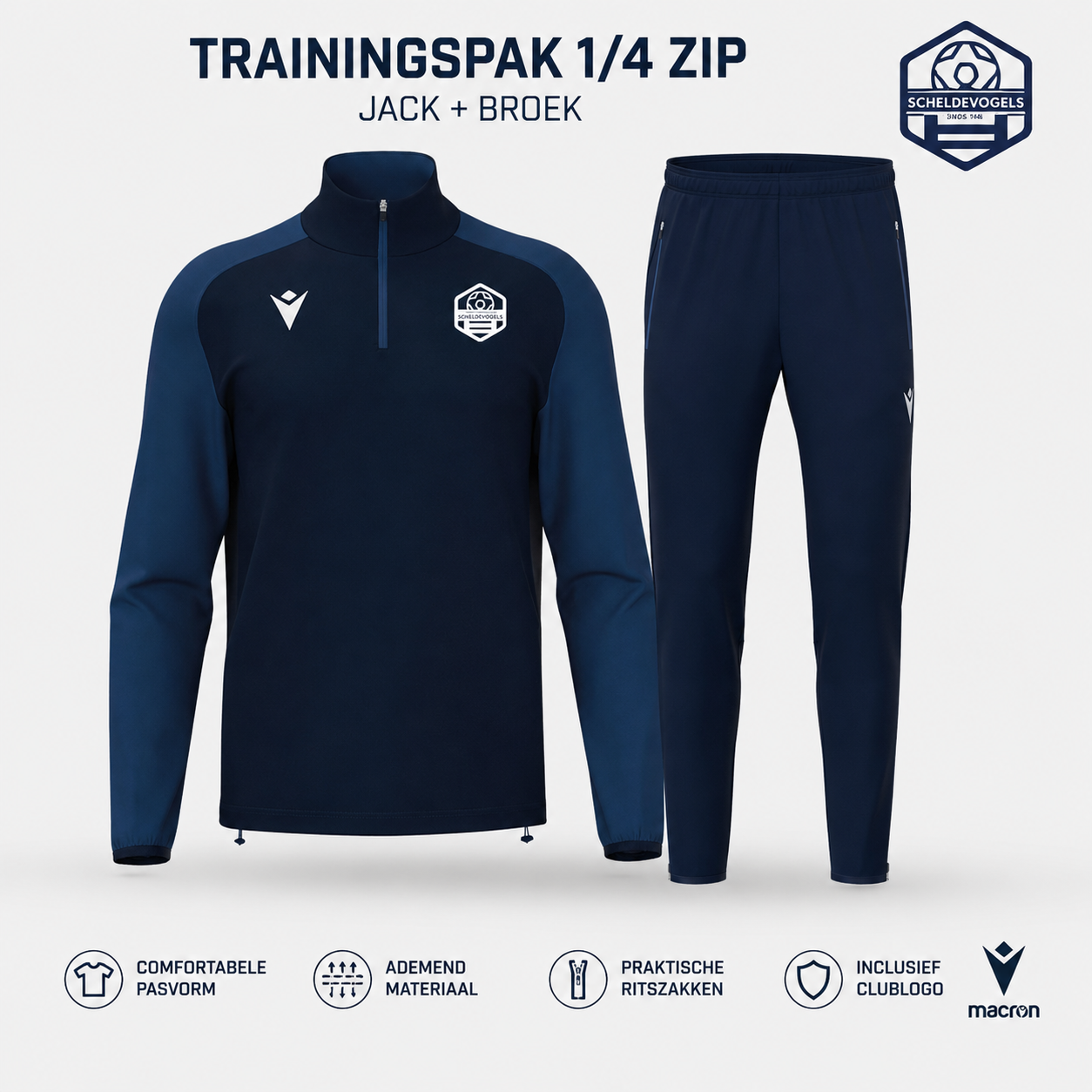 🔥 Scheldevogels Trainingspak Actie – 1/4 Zip + Trainingsbroek